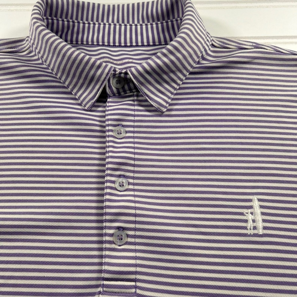 Johnnie-O Lyndon Striped Performance Polo Mens L Purple White UPF 50 Golf